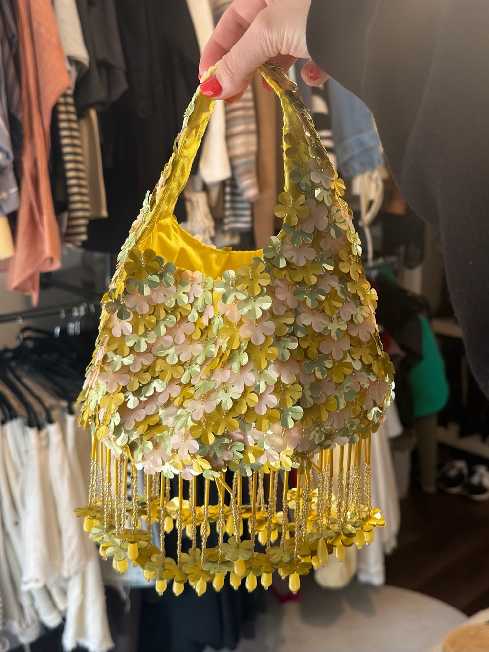 Viral TJ Maxx Yellow Sequin Fringe Bag